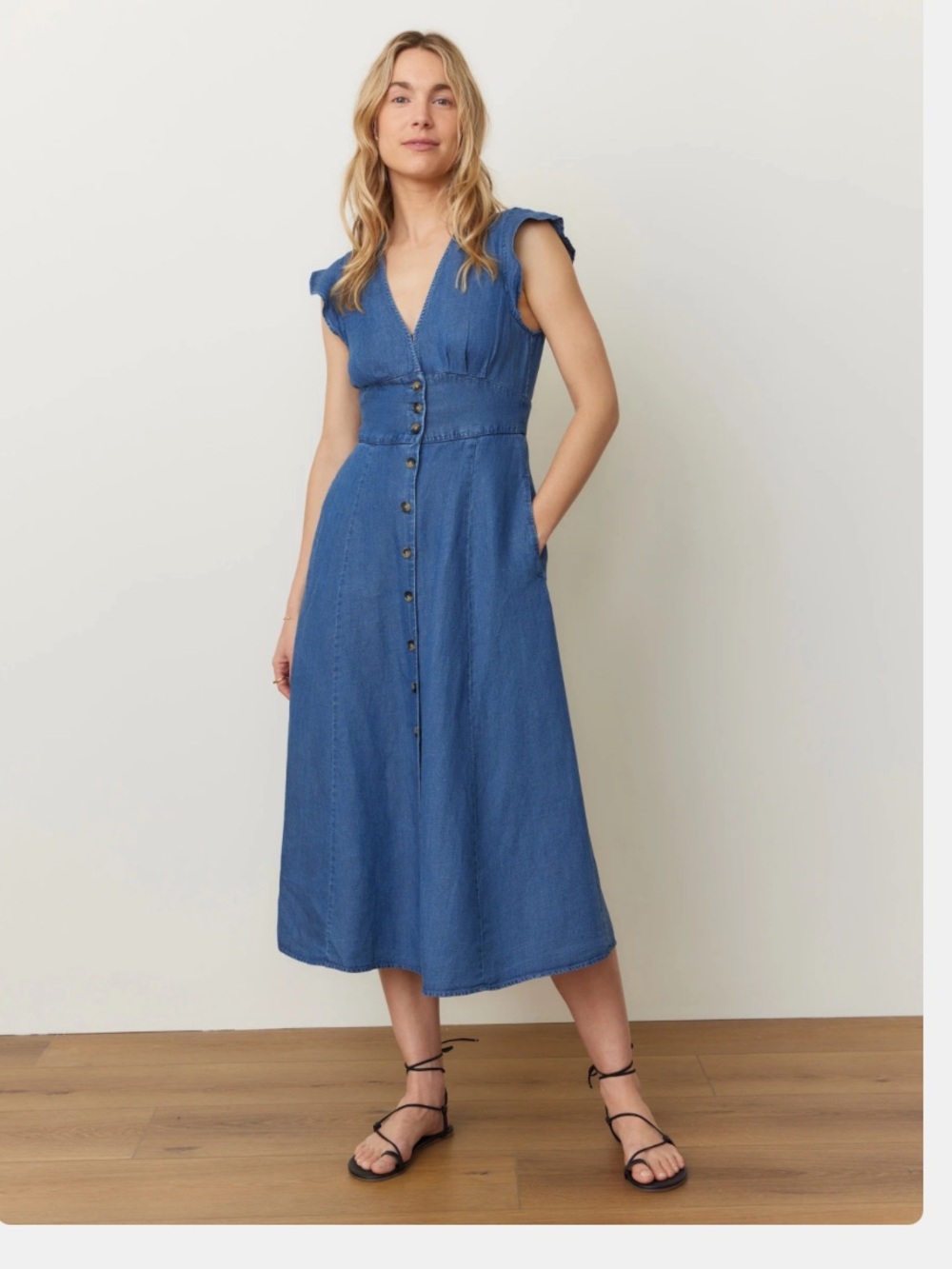 Marine layer indigo dyed Camila midi dress - Picture 2 of 5